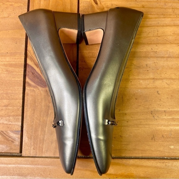 Vintage Salvatore Ferragamo pewter silver heeled almost flats 9.5 AAA - Picture 11 of 16